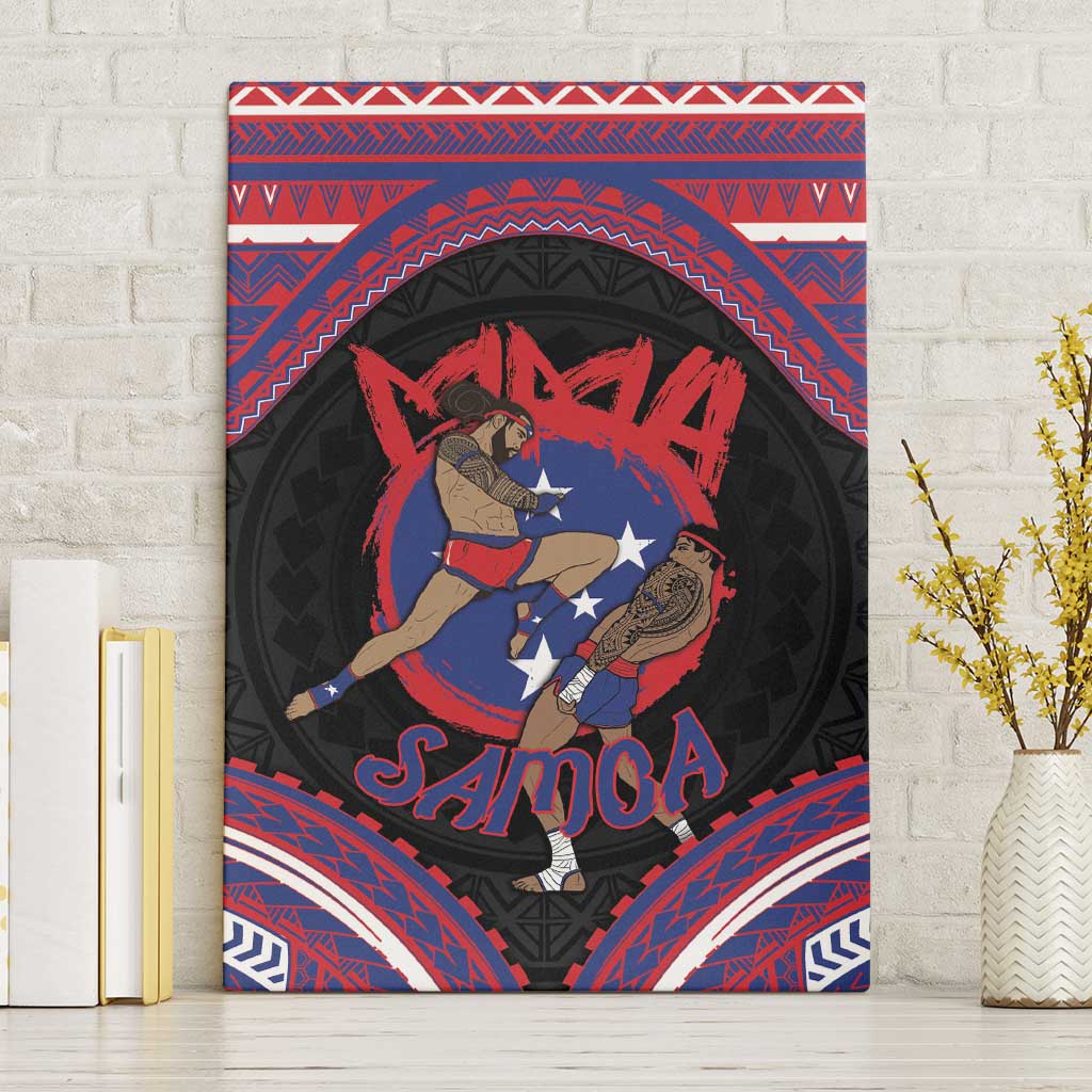 Samoa Mixed Martial Arts Canvas Wall Art Flying Knee Of Samoan DT05 Without Frame Black - Polynesian Pride