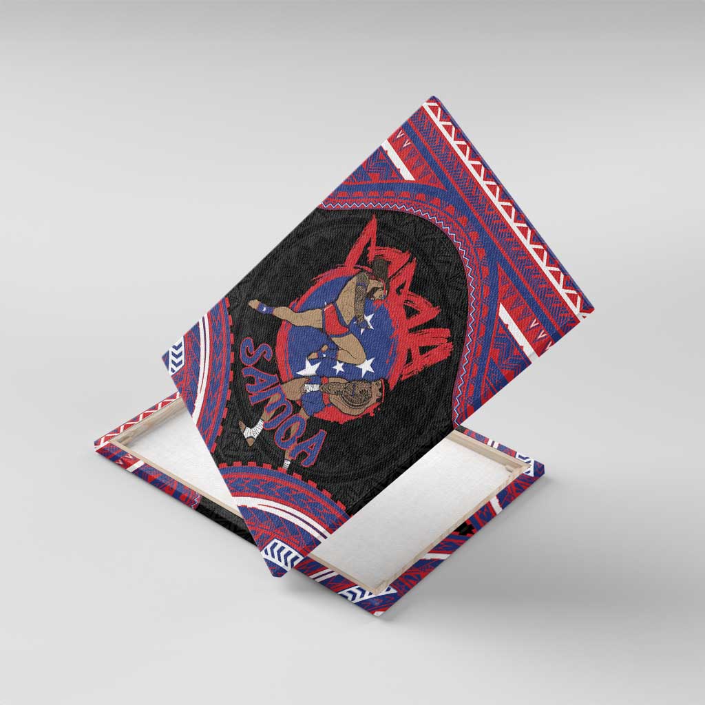 Samoa Mixed Martial Arts Canvas Wall Art Flying Knee Of Samoan DT05 With Frame Black - Polynesian Pride