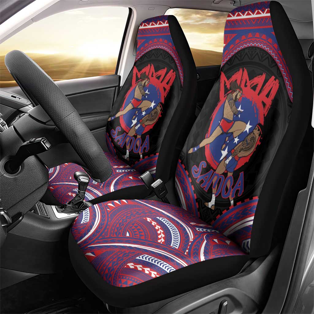 Samoa Mixed Martial Arts Car Seat Cover Flying Knee Of Samoan - Polynesian Pride
