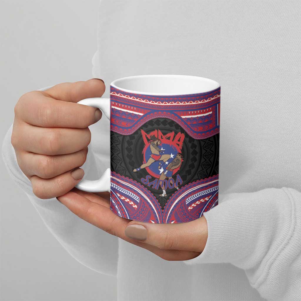 Personalised Samoa Mixed Martial Arts Ceramic Mug Flying Knee Of Samoan DT05 - Polynesian Pride