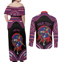 Personalised Samoa Mixed Martial Arts Couples Matching Off Shoulder Maxi Dress and Long Sleeve Button Shirt Flying Knee Of Samoan DT05 - Polynesian Pride