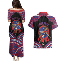 Personalised Samoa Mixed Martial Arts Couples Matching Puletasi and Hawaiian Shirt Flying Knee Of Samoan DT05 - Polynesian Pride