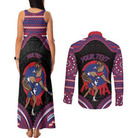Personalised Samoa Mixed Martial Arts Couples Matching Tank Maxi Dress and Long Sleeve Button Shirt Flying Knee Of Samoan DT05 - Polynesian Pride