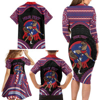 Personalised Samoa Mixed Martial Arts Family Matching Long Sleeve Bodycon Dress and Hawaiian Shirt Flying Knee Of Samoan - Polynesian Pride