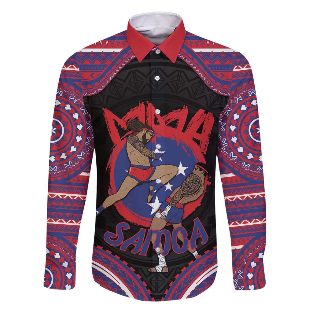 Personalised Samoa Mixed Martial Arts Family Matching Long Sleeve Bodycon Dress and Hawaiian Shirt Flying Knee Of Samoan - Polynesian Pride