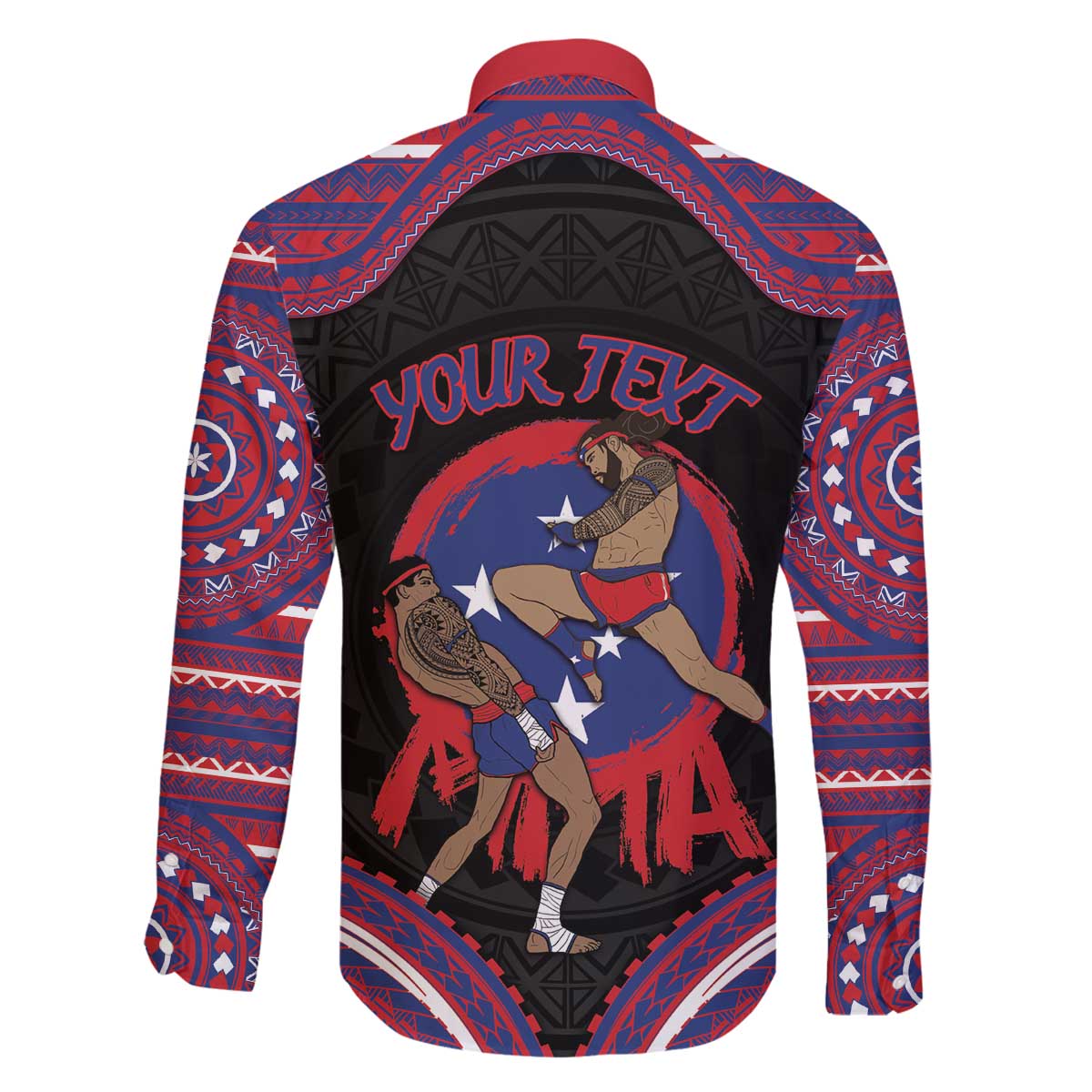 Personalised Samoa Mixed Martial Arts Family Matching Off The Shoulder Long Sleeve Dress and Hawaiian Shirt Flying Knee Of Samoan - Polynesian Pride