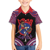 Personalised Samoa Mixed Martial Arts Family Matching Off The Shoulder Long Sleeve Dress and Hawaiian Shirt Flying Knee Of Samoan - Polynesian Pride