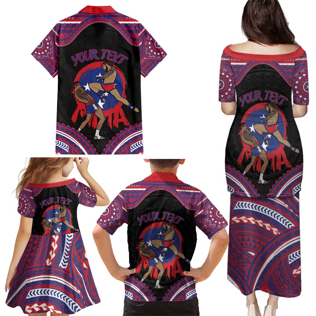 Personalised Samoa Mixed Martial Arts Family Matching Puletasi and Hawaiian Shirt Flying Knee Of Samoan - Polynesian Pride