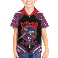 Personalised Samoa Mixed Martial Arts Family Matching Puletasi and Hawaiian Shirt Flying Knee Of Samoan - Polynesian Pride
