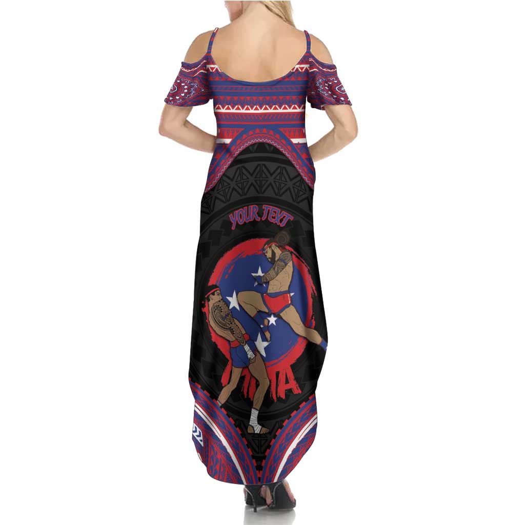 Personalised Samoa Mixed Martial Arts Family Matching Summer Maxi Dress and Hawaiian Shirt Flying Knee Of Samoan - Polynesian Pride