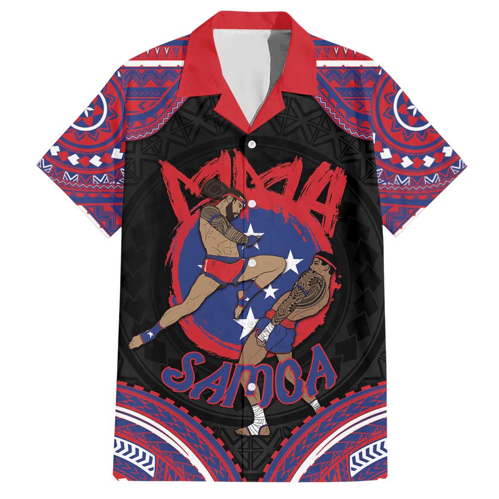 Personalised Samoa Mixed Martial Arts Hawaiian Shirt Flying Knee Of Samoan DT05 Black - Polynesian Pride