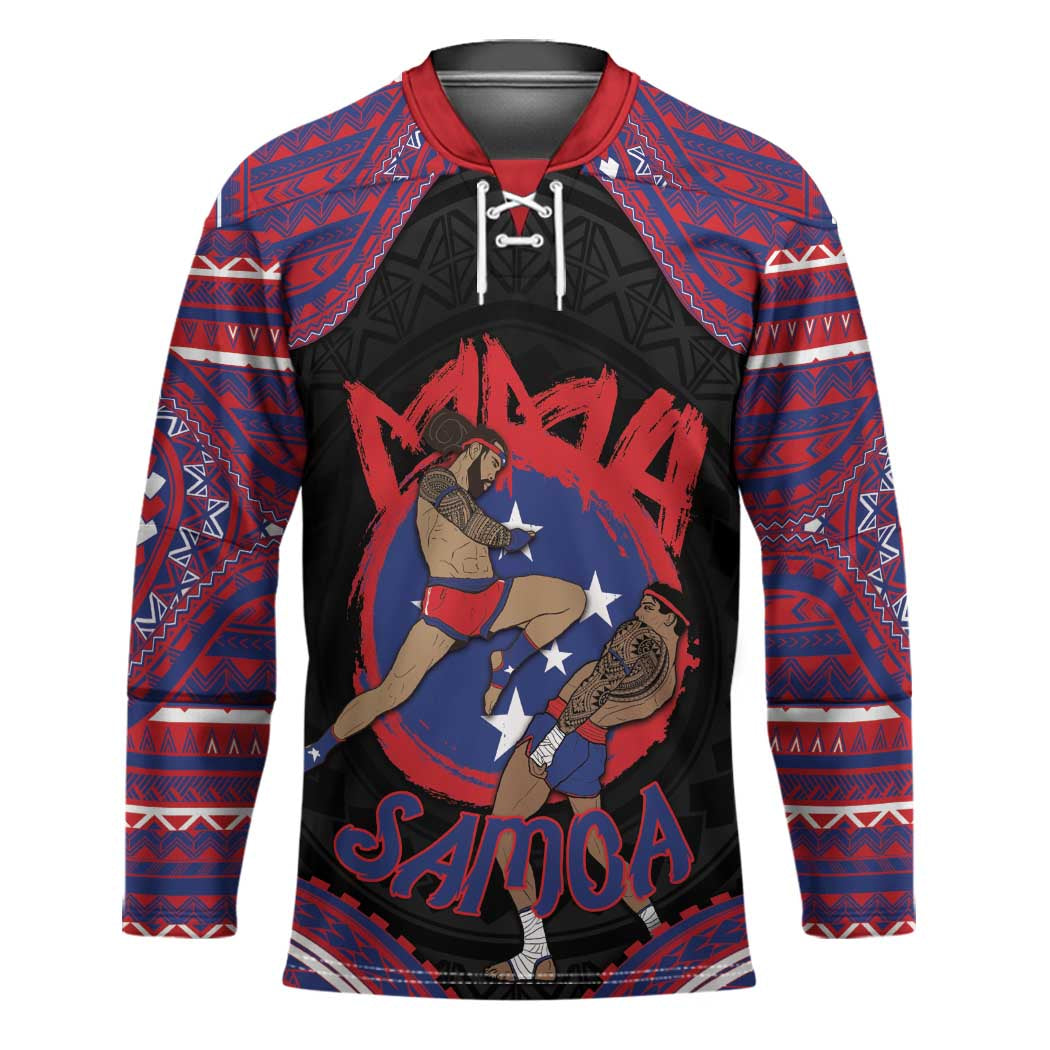 Personalised Samoa Mixed Martial Arts Hockey Jersey Flying Knee Of Samoan - Polynesian Pride