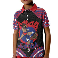 Personalised Samoa Mixed Martial Arts Kid Polo Shirt Flying Knee Of Samoan DT05 Kid Black - Polynesian Pride