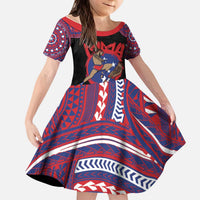 Personalised Samoa Mixed Martial Arts Kid Short Sleeve Dress Flying Knee Of Samoan DT05 KID Black - Polynesian Pride