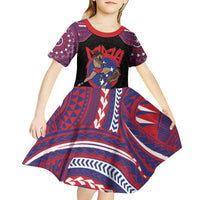 Personalised Samoa Mixed Martial Arts Kid Short Sleeve Dress Flying Knee Of Samoan DT05 - Polynesian Pride