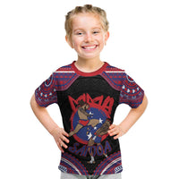 Personalised Samoa Mixed Martial Arts Kid T Shirt Flying Knee Of Samoan DT05 Black - Polynesian Pride