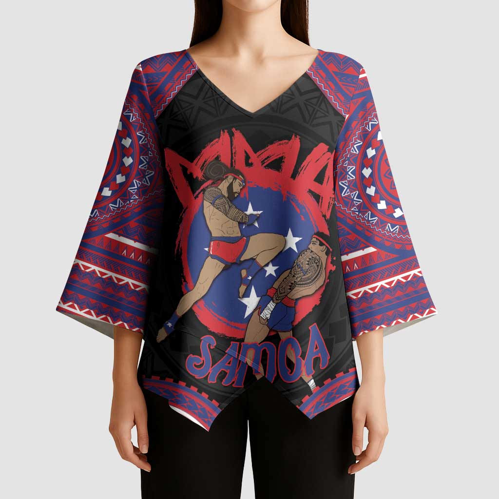 Personalised Samoa Mixed Martial Arts Kimono Sleeve Blouse Flying Knee Of Samoan DT05 - Polynesian Pride