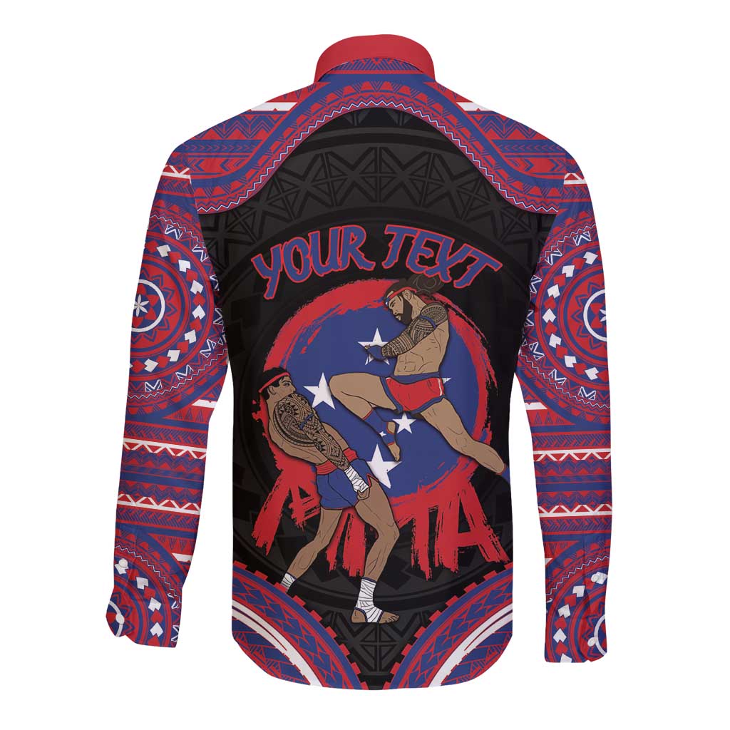 Personalised Samoa Mixed Martial Arts Long Sleeve Button Shirt Flying Knee Of Samoan DT05 - Polynesian Pride