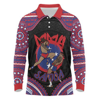Personalised Samoa Mixed Martial Arts Long Sleeve Polo Shirt Flying Knee Of Samoan DT05 Black - Polynesian Pride