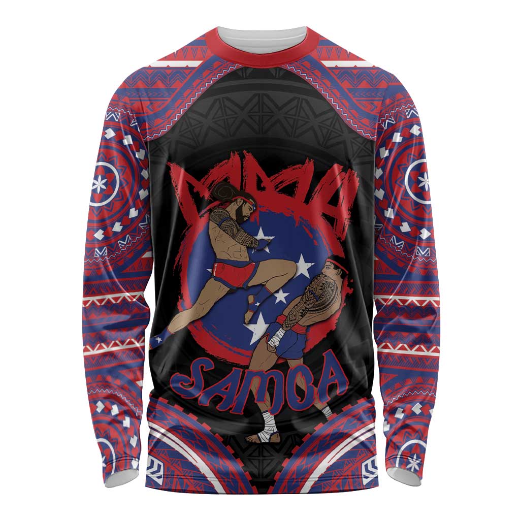 Personalised Samoa Mixed Martial Arts Long Sleeve Shirt Flying Knee Of Samoan DT05 Unisex Black - Polynesian Pride