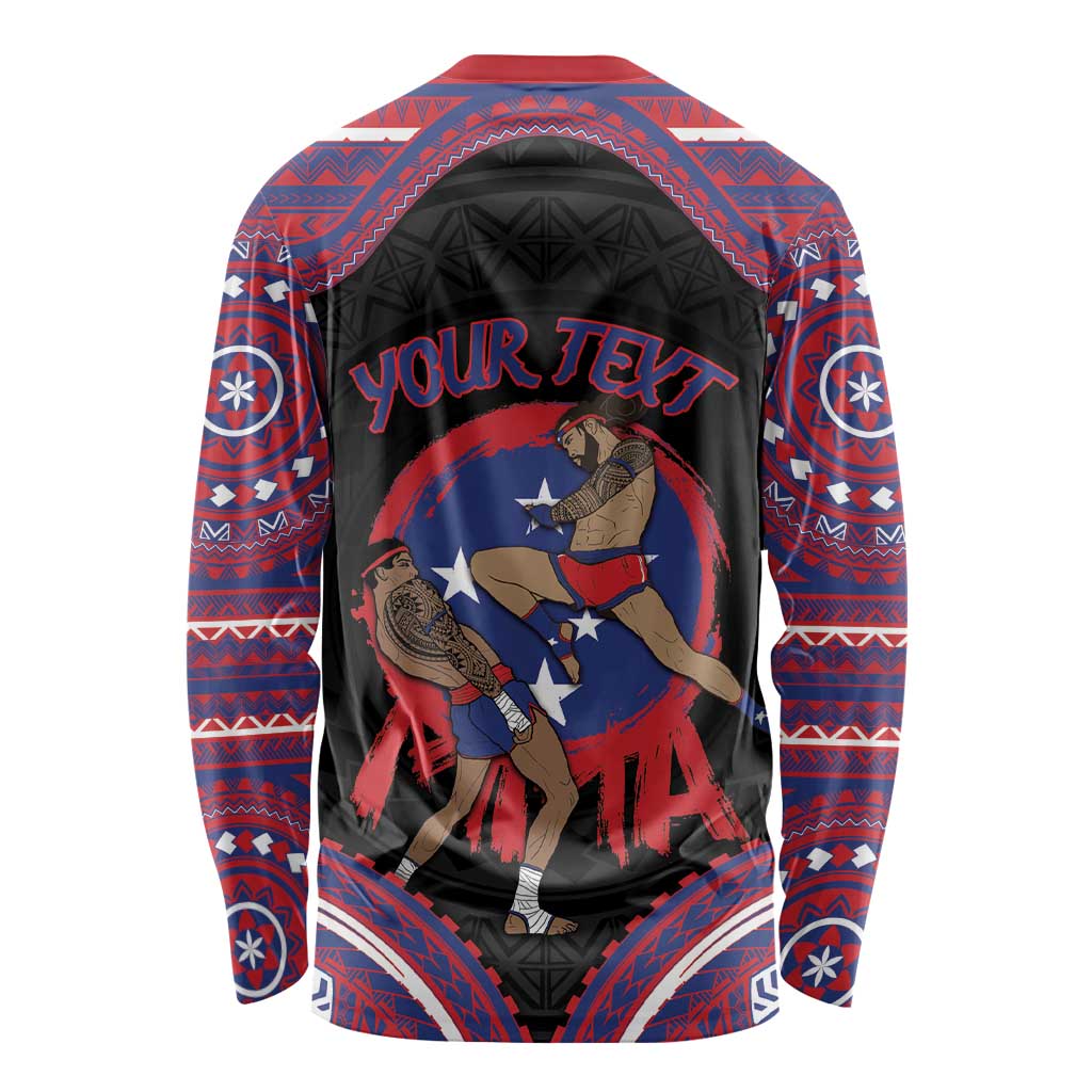 Personalised Samoa Mixed Martial Arts Long Sleeve Shirt Flying Knee Of Samoan DT05 - Polynesian Pride