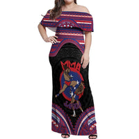 Personalised Samoa Mixed Martial Arts Off Shoulder Maxi Dress Flying Knee Of Samoan - Polynesian Pride