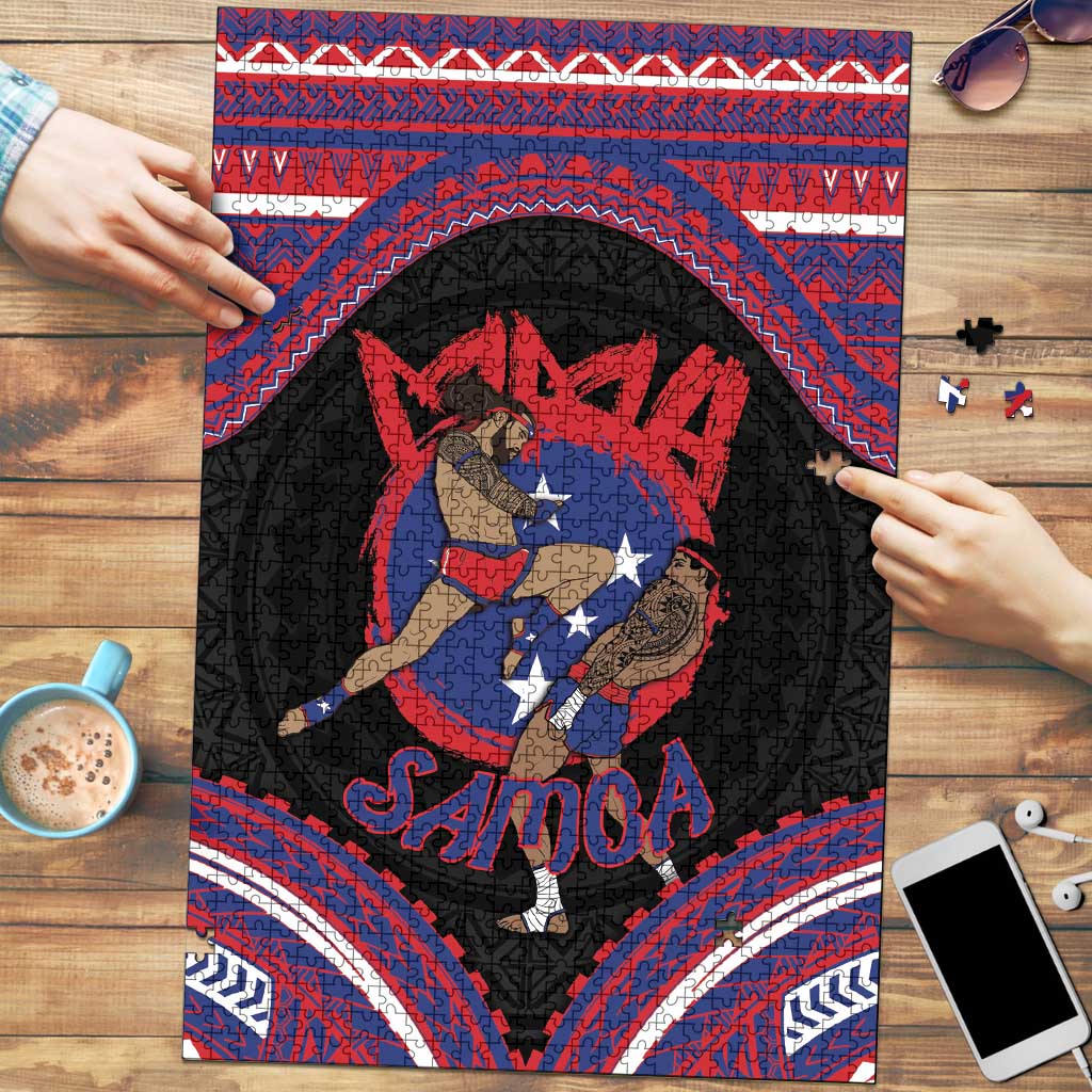 Samoa Mixed Martial Arts Puzzle Flying Knee Of Samoan DT05 Black - Polynesian Pride