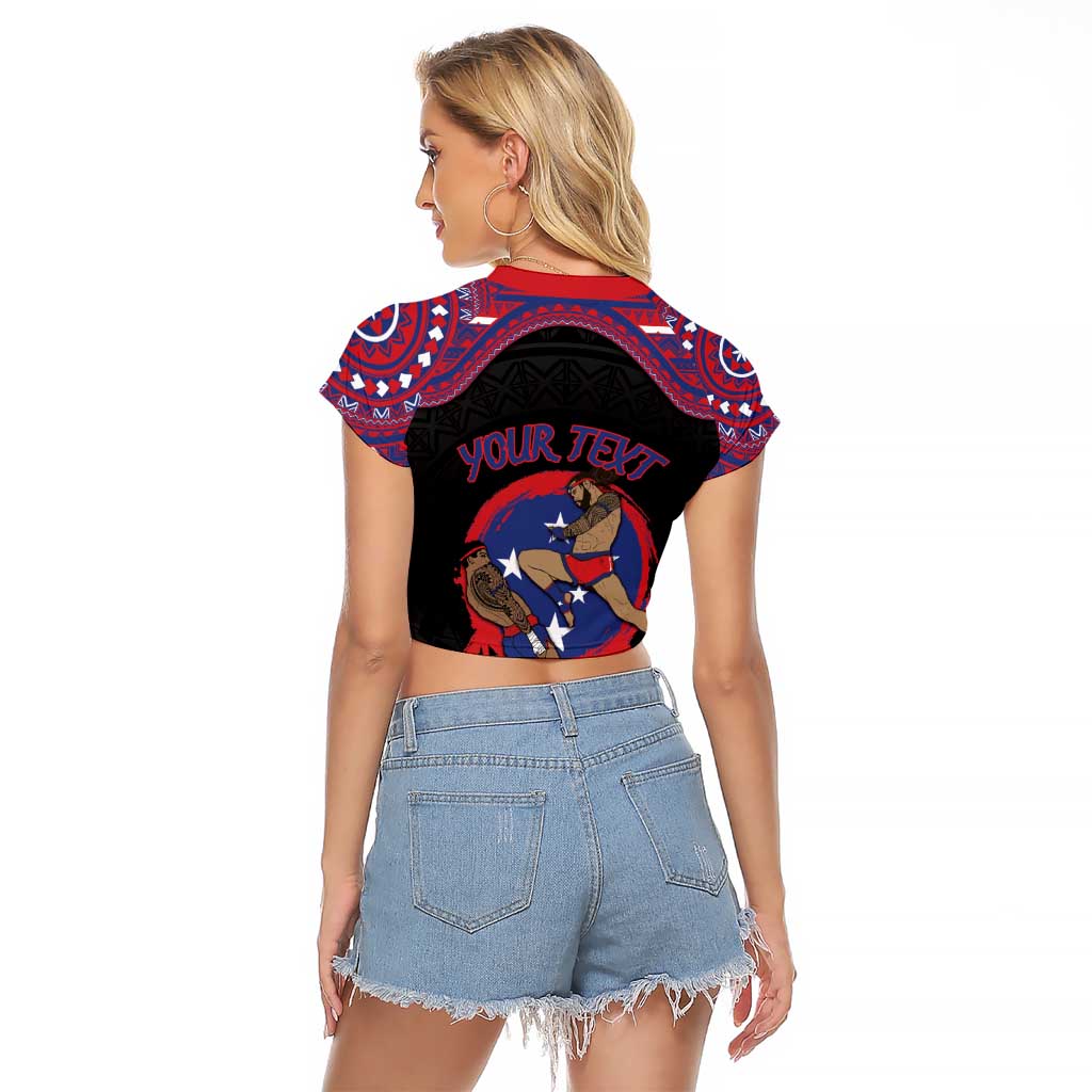 Personalised Samoa Mixed Martial Arts Raglan Cropped T Shirt Flying Knee Of Samoan DT05 - Polynesian Pride