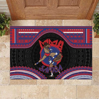 Samoa Mixed Martial Arts Rubber Doormat Flying Knee Of Samoan DT05 Black - Polynesian Pride
