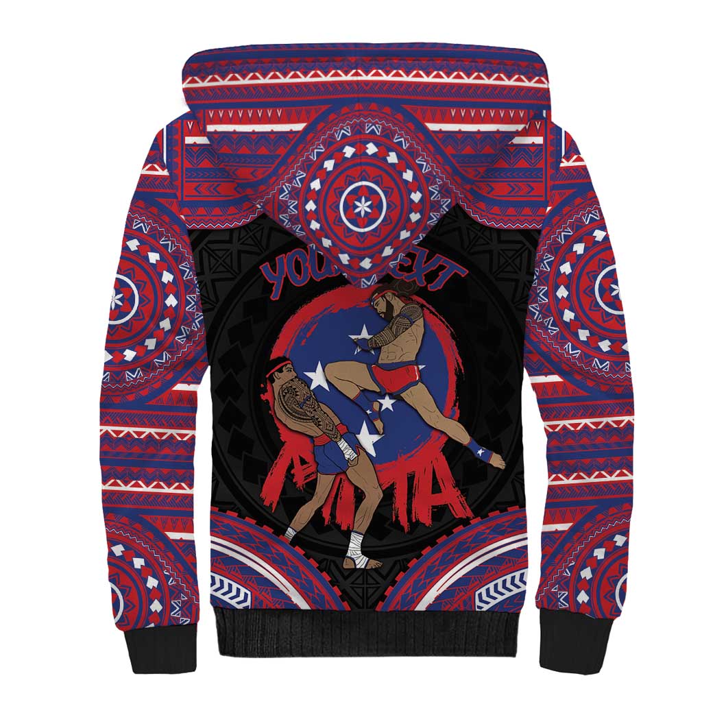 Personalised Samoa Mixed Martial Arts Sherpa Hoodie Flying Knee Of Samoan - Polynesian Pride