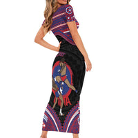 Personalised Samoa Mixed Martial Arts Short Sleeve Bodycon Dress Flying Knee Of Samoan DT05 - Polynesian Pride
