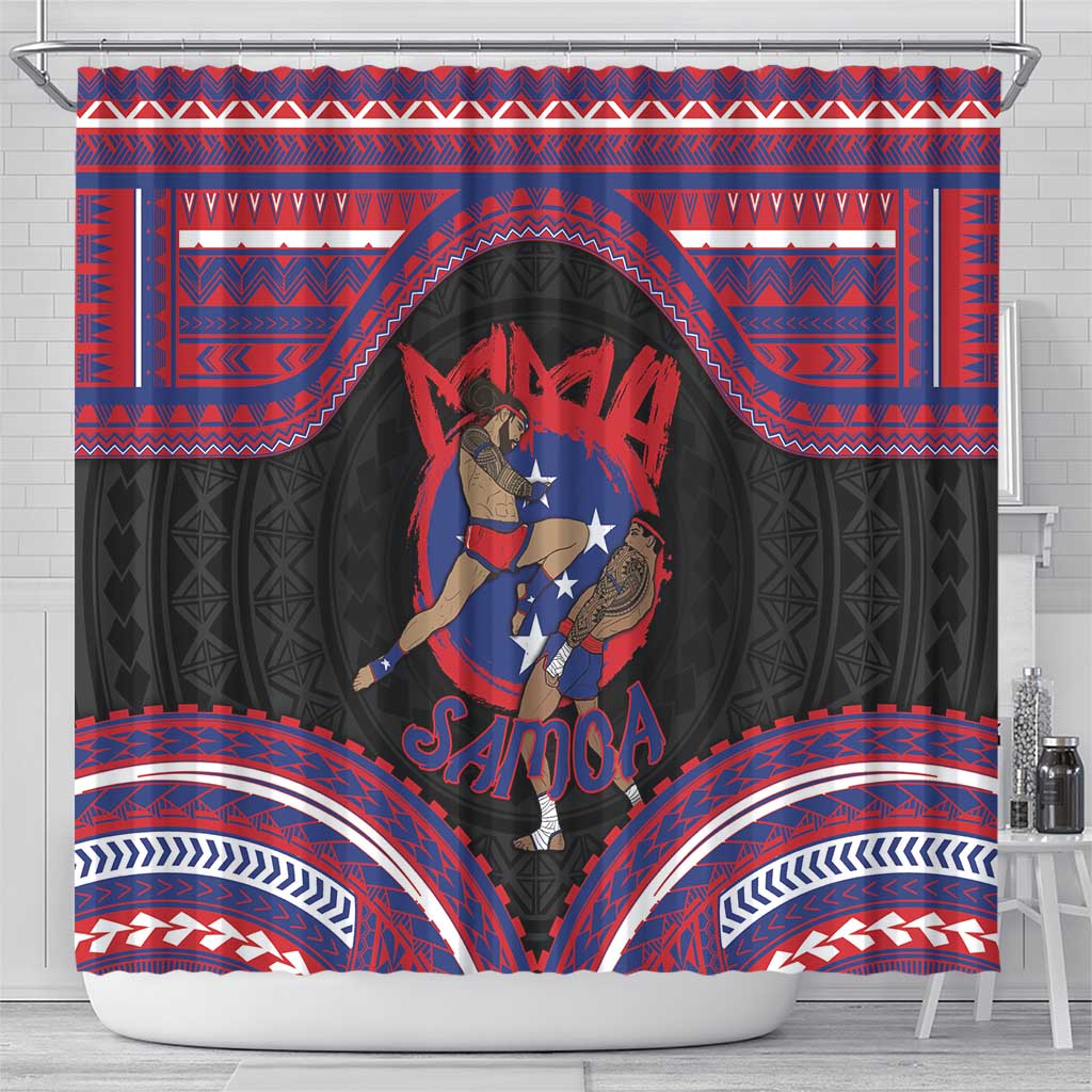 Samoa Mixed Martial Arts Shower Curtain Flying Knee Of Samoan DT05 - Polynesian Pride