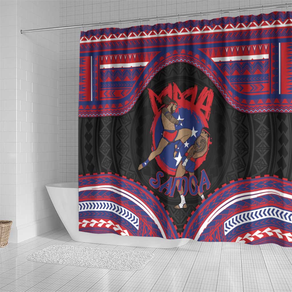Samoa Mixed Martial Arts Shower Curtain Flying Knee Of Samoan DT05 - Polynesian Pride