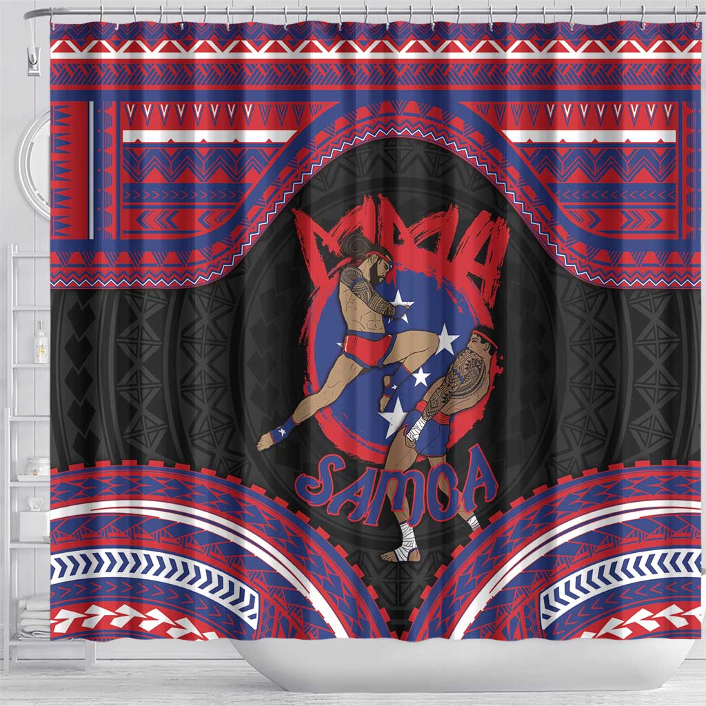 Samoa Mixed Martial Arts Shower Curtain Flying Knee Of Samoan DT05 - Polynesian Pride