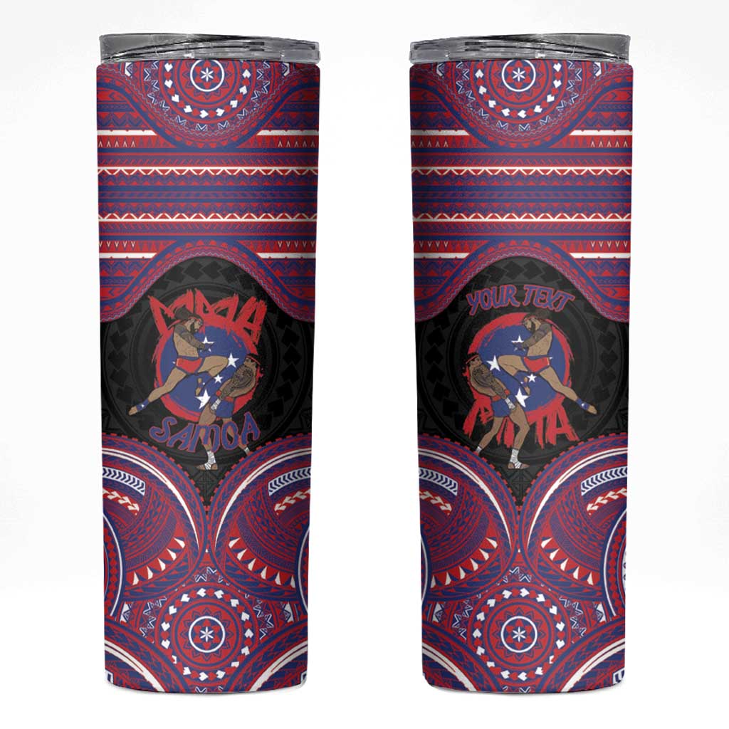 Personalised Samoa Mixed Martial Arts Skinny Tumbler Flying Knee Of Samoan DT05 Black - Polynesian Pride