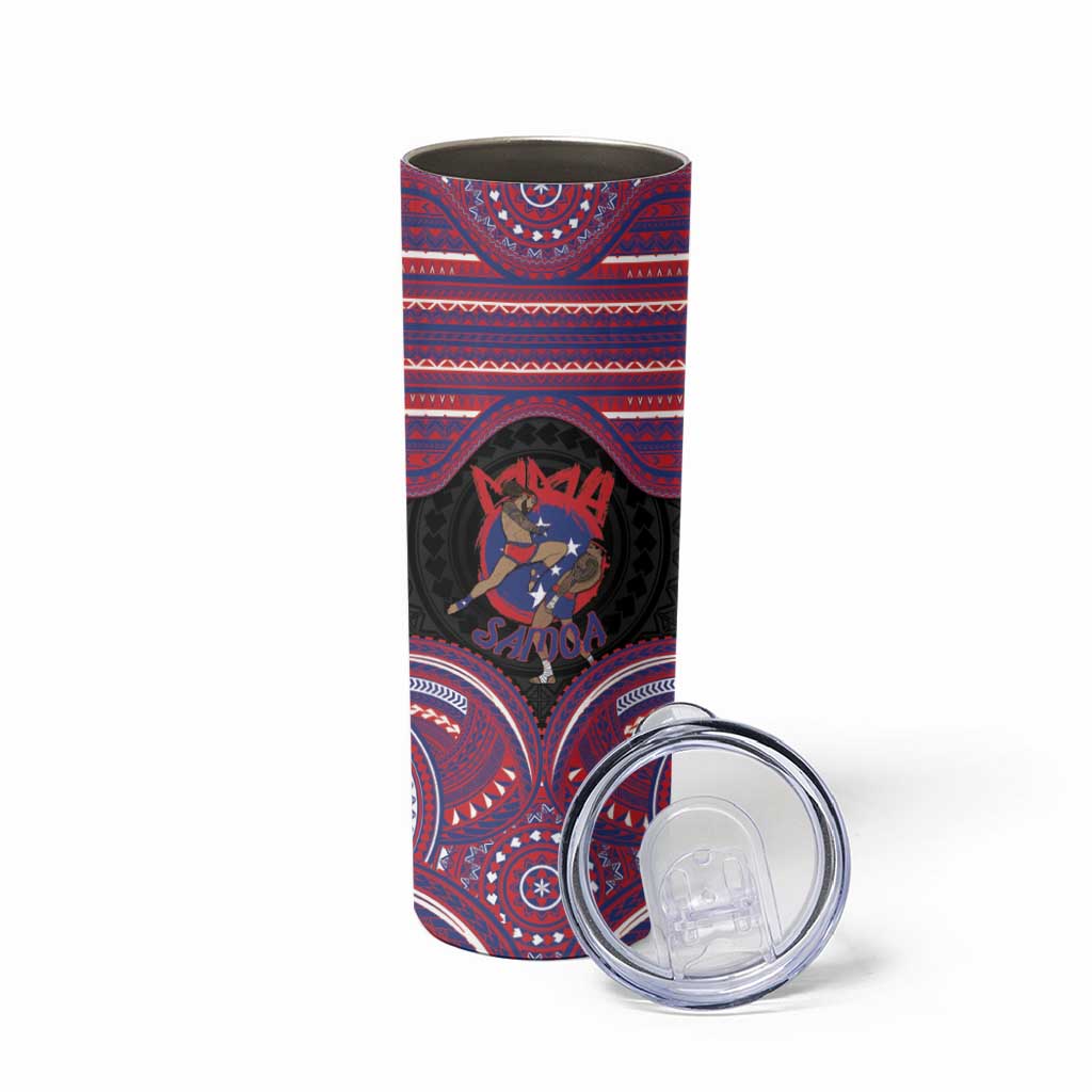 Personalised Samoa Mixed Martial Arts Skinny Tumbler Flying Knee Of Samoan DT05 - Polynesian Pride