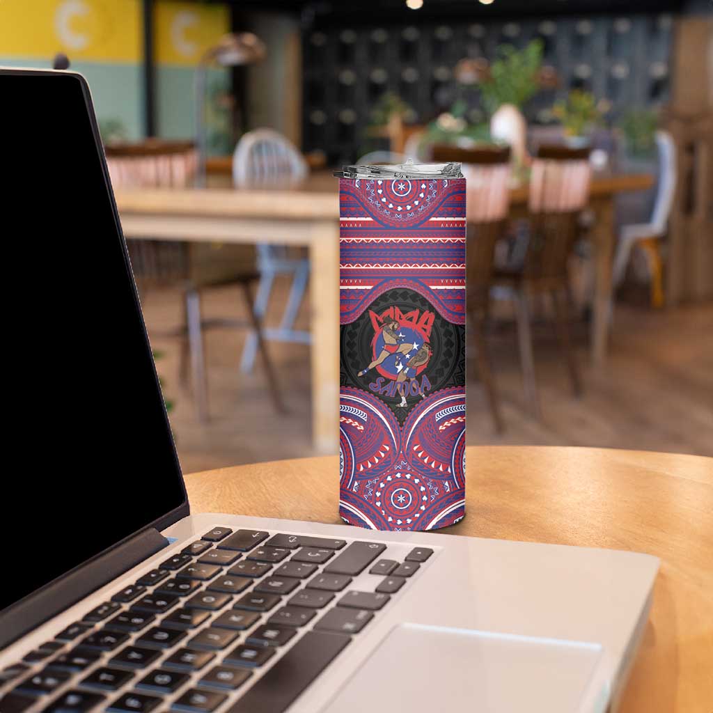 Personalised Samoa Mixed Martial Arts Skinny Tumbler Flying Knee Of Samoan DT05 - Polynesian Pride