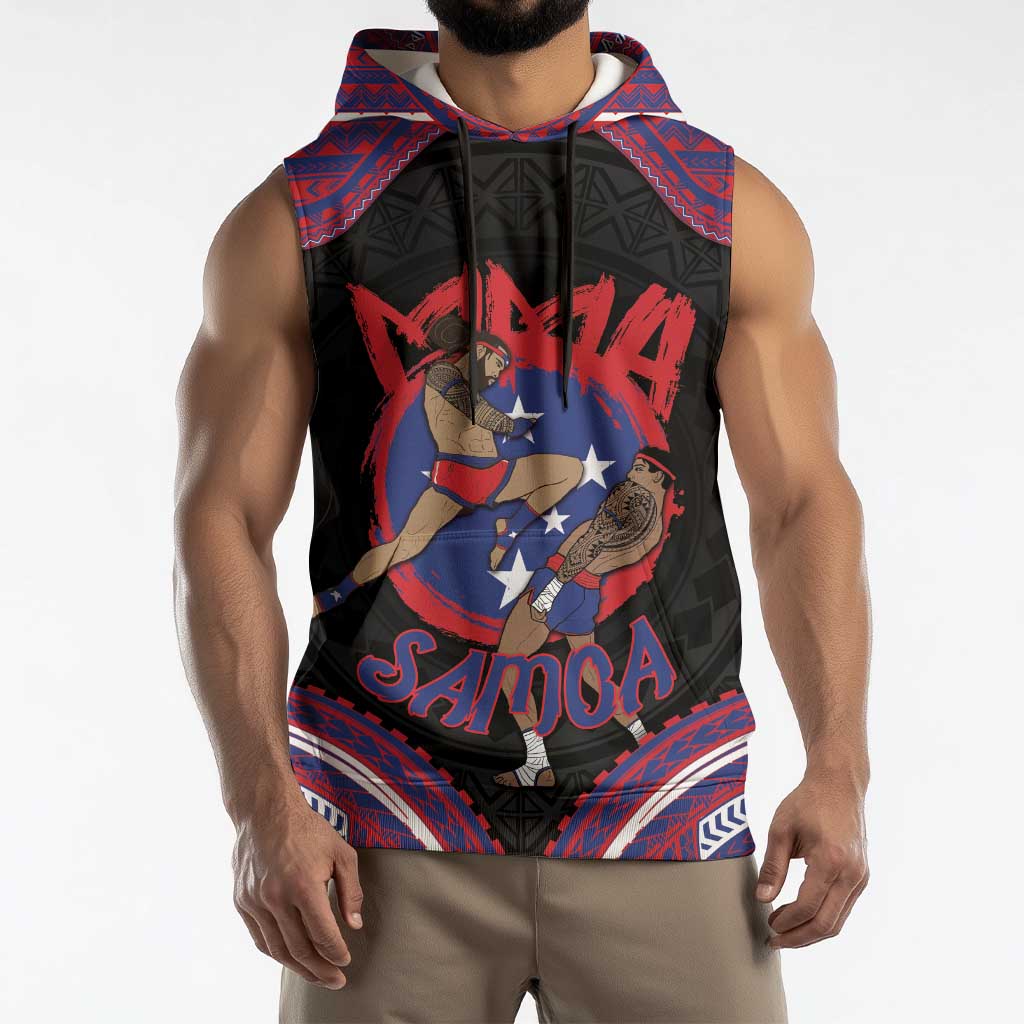 Personalised Samoa Mixed Martial Arts Sleeveless Hoodie Flying Knee Of Samoan DT05 - Polynesian Pride