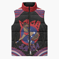 Personalised Samoa Mixed Martial Arts Sleeveless Puffer Jacket Flying Knee Of Samoan DT05 Unisex Black - Polynesian Pride