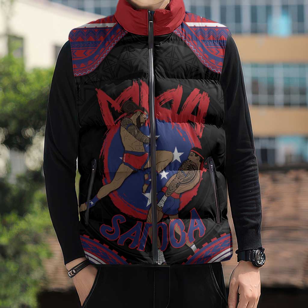 Personalised Samoa Mixed Martial Arts Sleeveless Puffer Jacket Flying Knee Of Samoan DT05 - Polynesian Pride