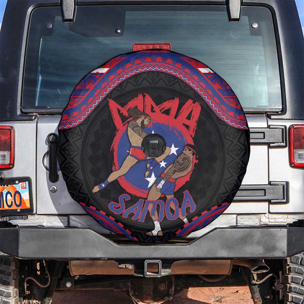 Samoa Mixed Martial Arts Spare Tire Cover Flying Knee Of Samoan - Polynesian Pride