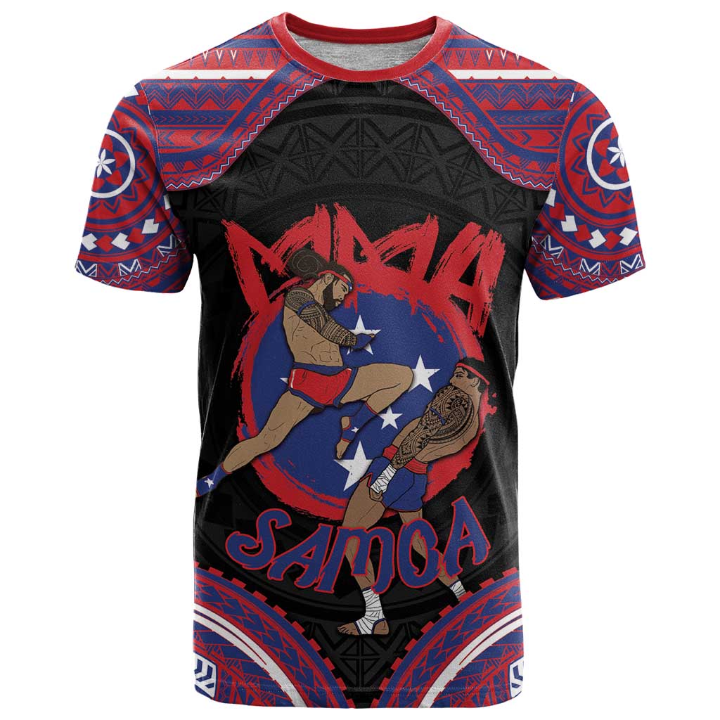 Personalised Samoa Mixed Martial Arts T Shirt Flying Knee Of Samoan - Polynesian Pride