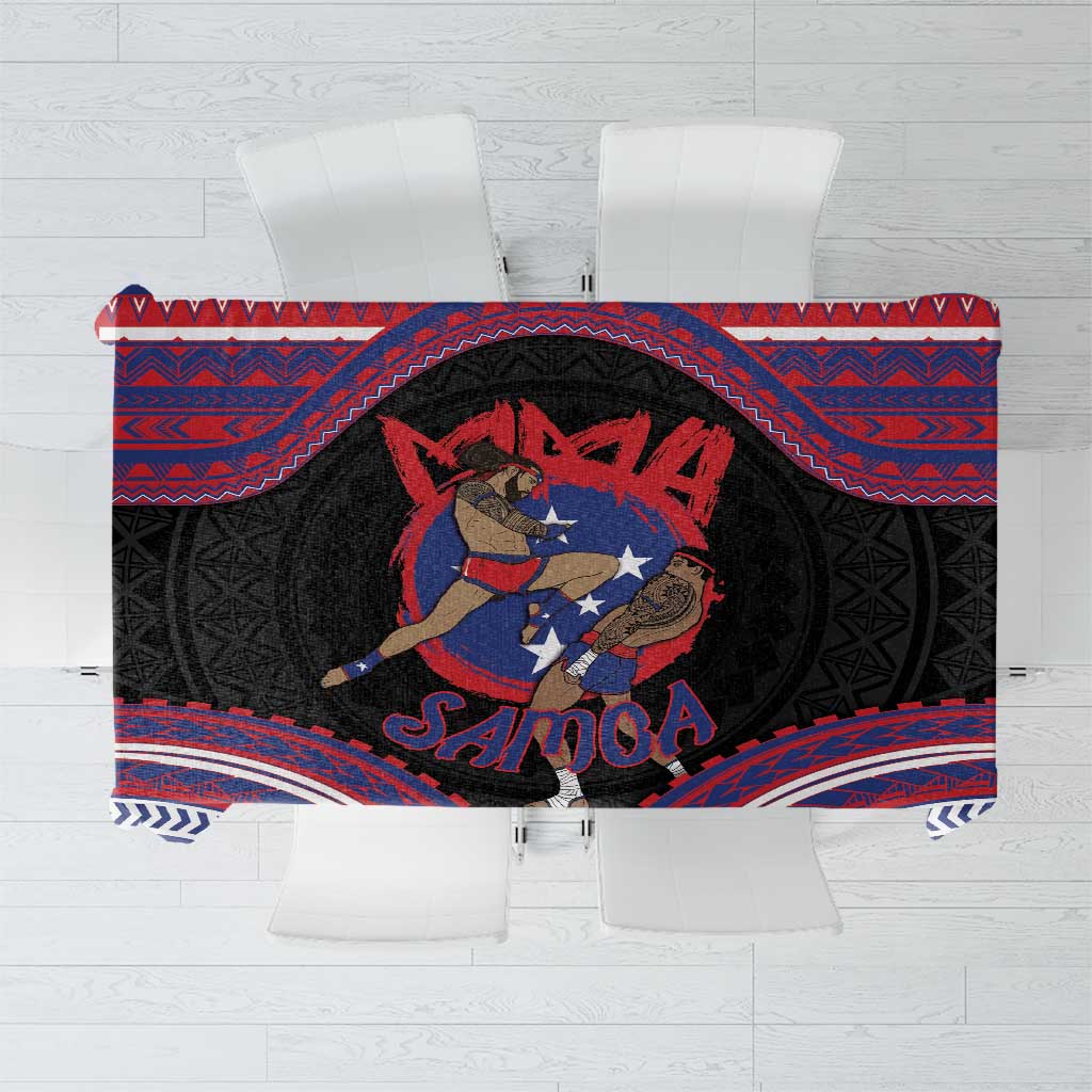 Samoa Mixed Martial Arts Tablecloth Flying Knee Of Samoan DT05 Black - Polynesian Pride