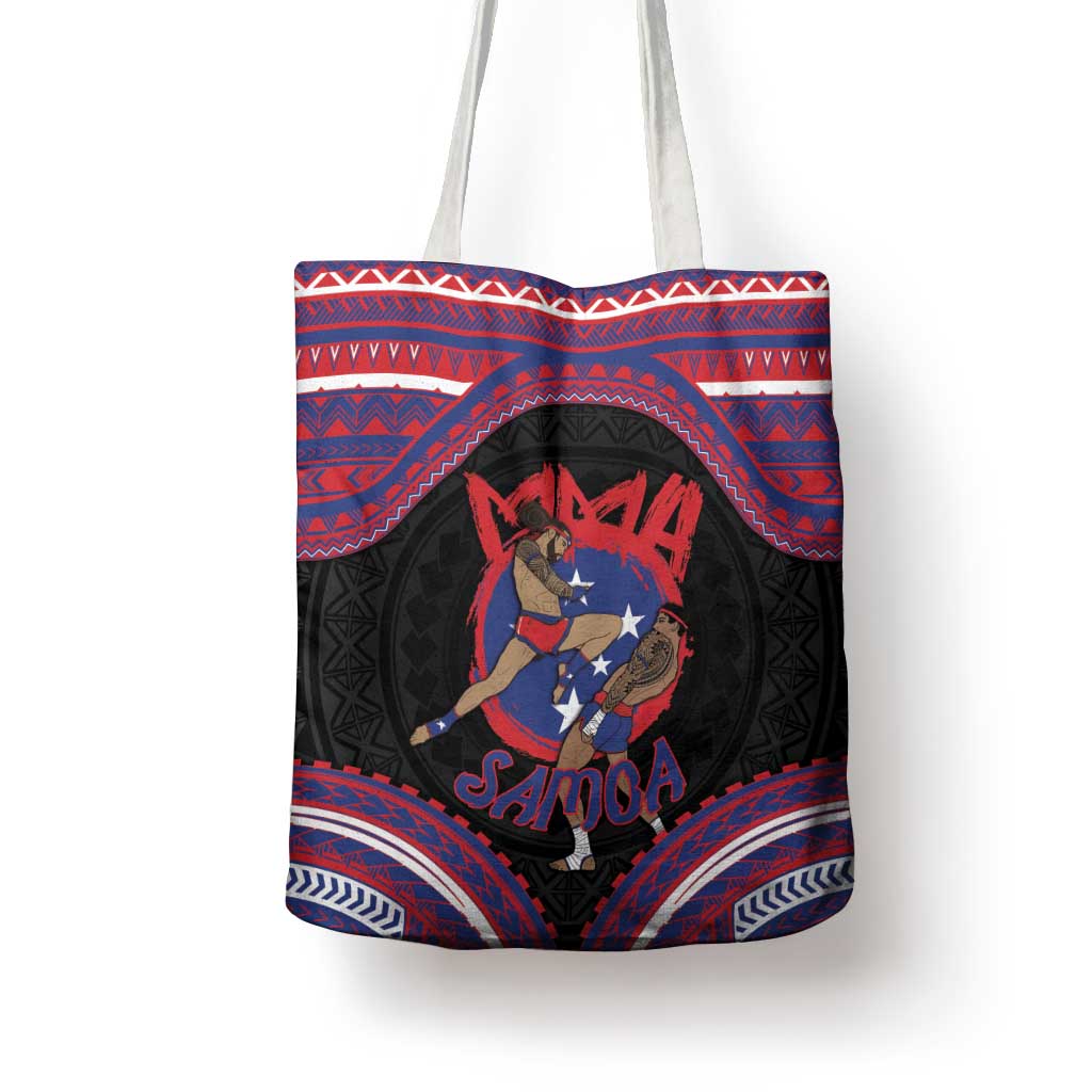 Samoa Mixed Martial Arts Tote Bag Flying Knee Of Samoan - Polynesian Pride