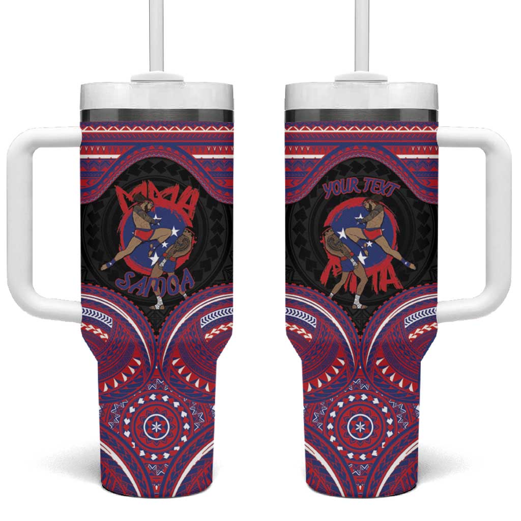 Personalised Samoa Mixed Martial Arts Tumbler With Handle Flying Knee Of Samoan - Polynesian Pride