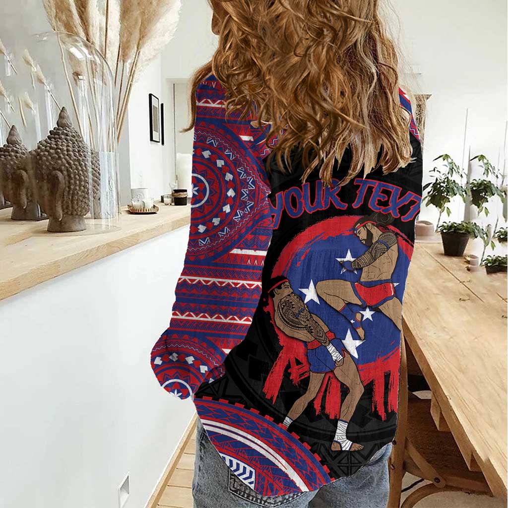 Personalised Samoa Mixed Martial Arts Women Casual Shirt Flying Knee Of Samoan DT05 - Polynesian Pride