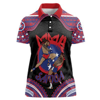 Personalised Samoa Mixed Martial Arts Women Polo Shirt Flying Knee Of Samoan DT05 Female Black - Polynesian Pride