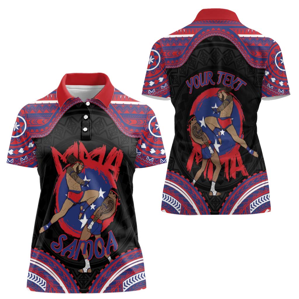 Personalised Samoa Mixed Martial Arts Women Polo Shirt Flying Knee Of Samoan DT05 - Polynesian Pride
