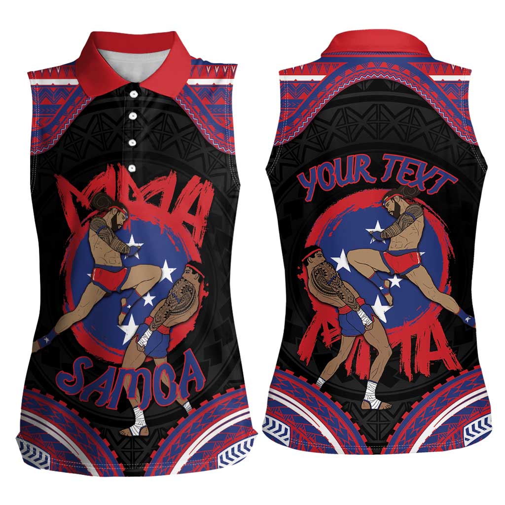 Personalised Samoa Mixed Martial Arts Women Sleeveless Polo Shirt Flying Knee Of Samoan DT05 - Polynesian Pride