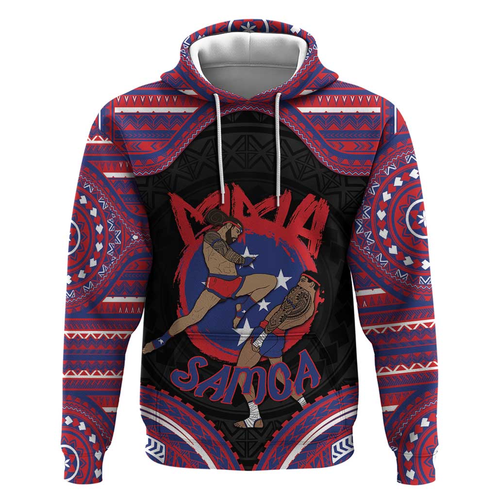 Personalised Samoa Mixed Martial Arts Zip Hoodie Flying Knee Of Samoan DT05 Pullover Hoodie Black - Polynesian Pride
